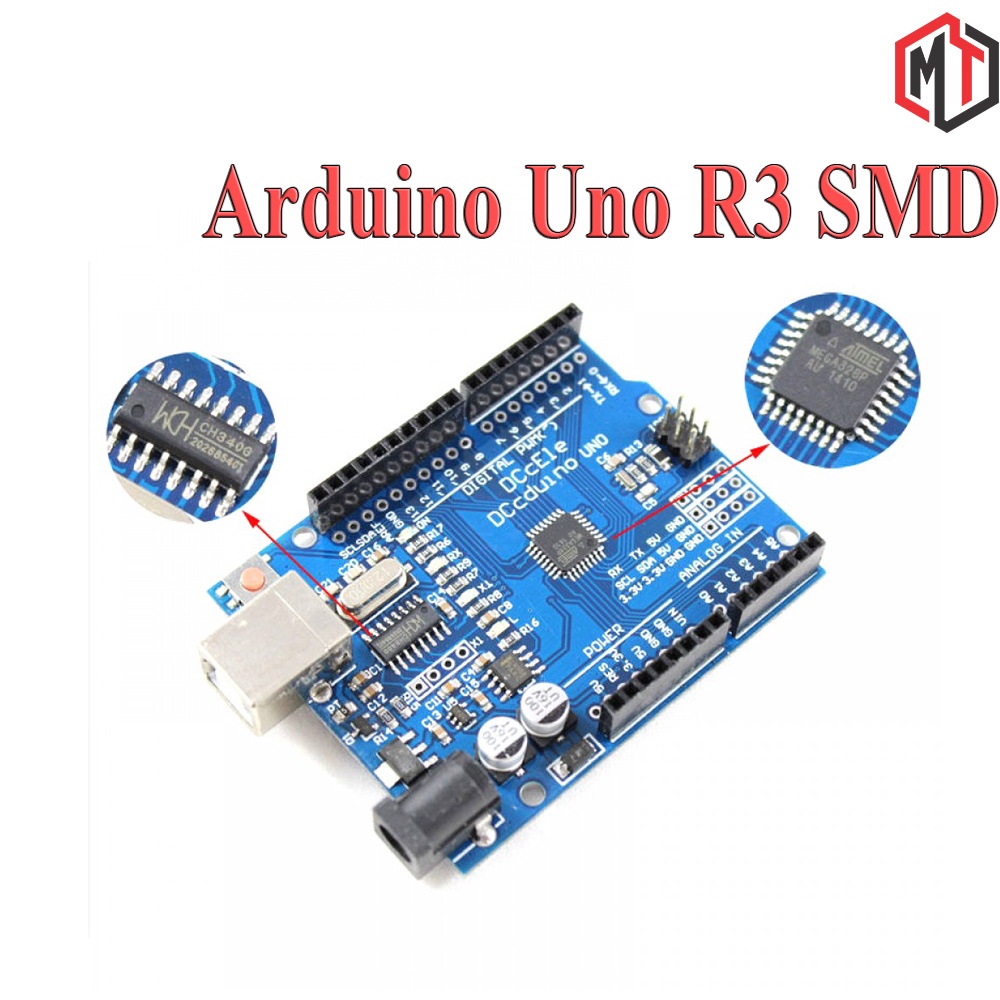 Mạch Arduino Uno R3 ATmega328P CH340 (SMD - Chip Dán) - Có Tặng Kèm Cáp