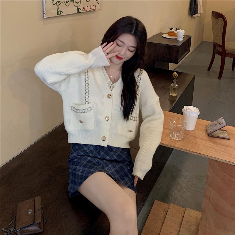 Áo khoác len tay dài đơn giản thời trang xuân thu dành cho nữ