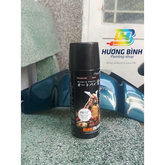 [COMBO] Sơn xịt dành cho xe máy kháng xăng dầu Samurai màu Xanh Nhớt - H612 với Bóng K1K (3 chai)