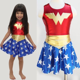 Wonder Woman Đầm Nhỏ Halloween Trang Phục Giáng Sinh Trẻ Em Wonder Woman Wonder Woman cosplay Kéo Đảng Hóa Trang Đảng Biểu Diễn Trang Phục