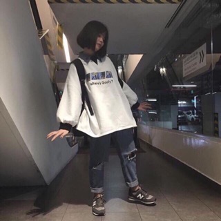 Áo sweater ulzzang hai màu đen trắng cực đẹp