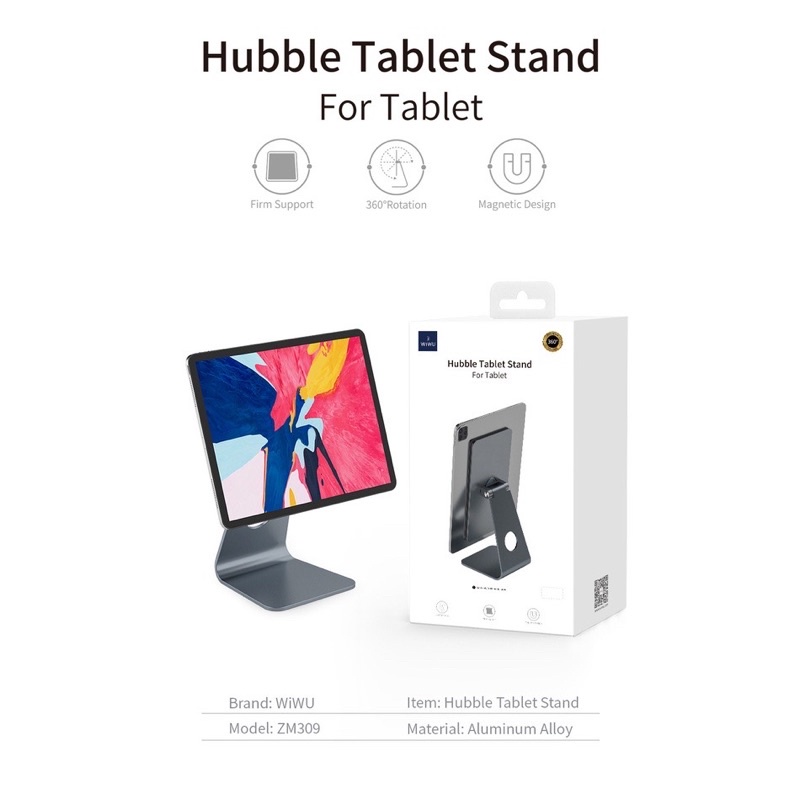 Giá Đỡ Nhôm Hít Nam Châm Đỡ iPad Magenic iPad Stand WIWU Hubble Smart Stand