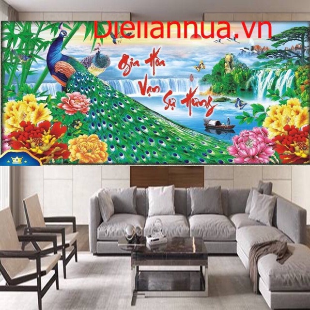 Tranh thêu chữ thập Gia Hoà Vạn Sự Hưng 223165 (100x51) chưa thêu