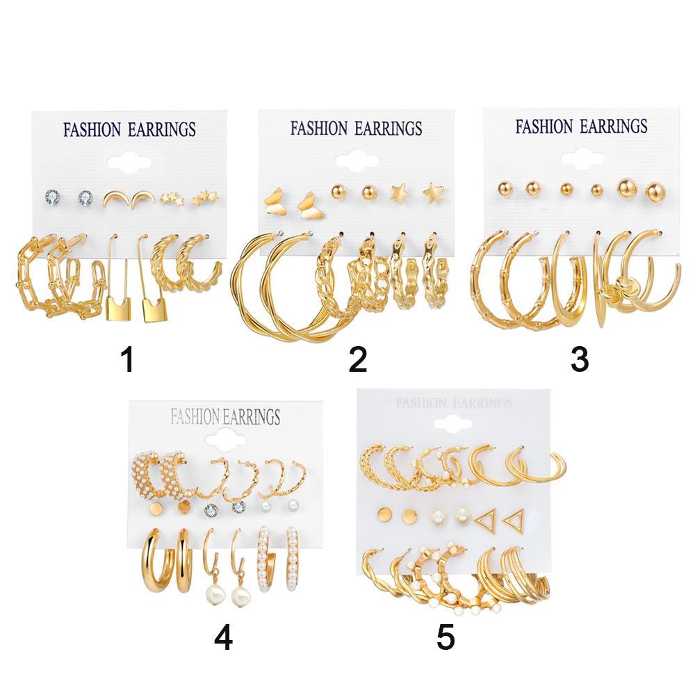 Set 6 Đôi Bông Tai Thời Trang Cho Nữ|Trang Sức Hình Học