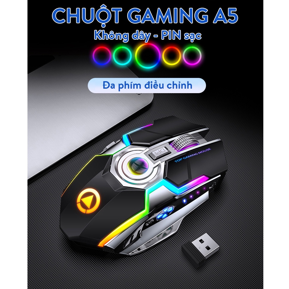 Chuột không dây Gaming A5 Đèn Led RGB Cao Cấp - Chính Hãng NEXTAGE