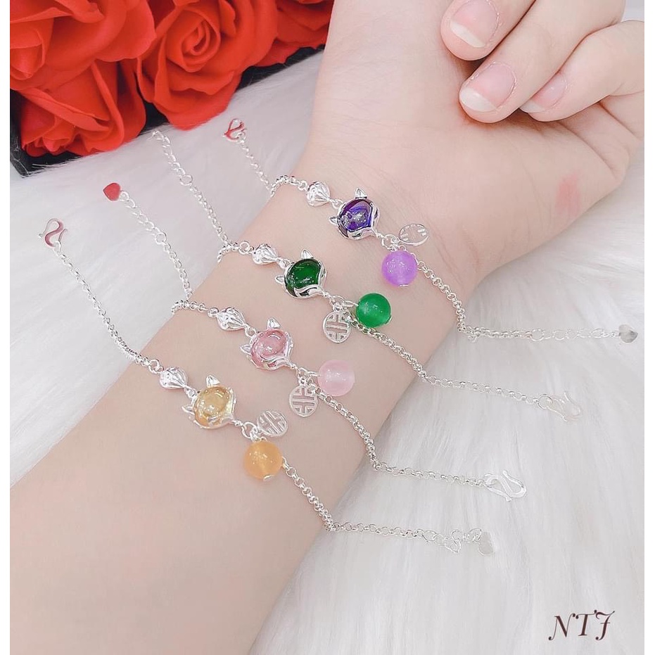 Lắc tay nữ hồ ly đủ màu may mắn tình duyên chất liệu bạc ta - Kho sỉ bạc Nhất Linh