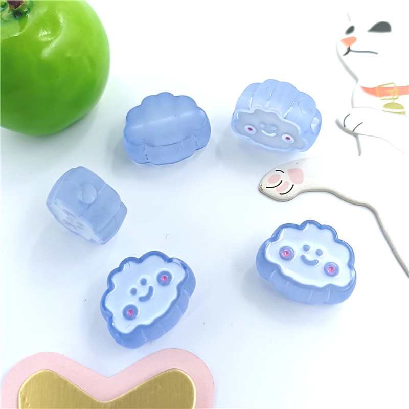 Set 5 Hạt Nhựa Trong Suốt Hình Đám Mây Cười Dùng Làm Vòng Tay/Vòng cổ Cho Bé Gái