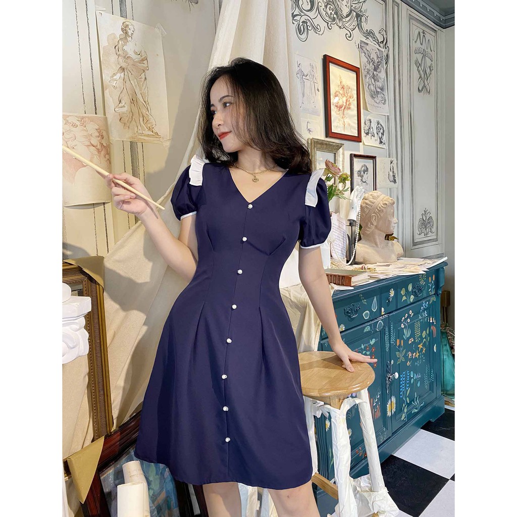 Đầm công sở xanh tôn dáng che bụng mỡ | BigBuy360 - bigbuy360.vn