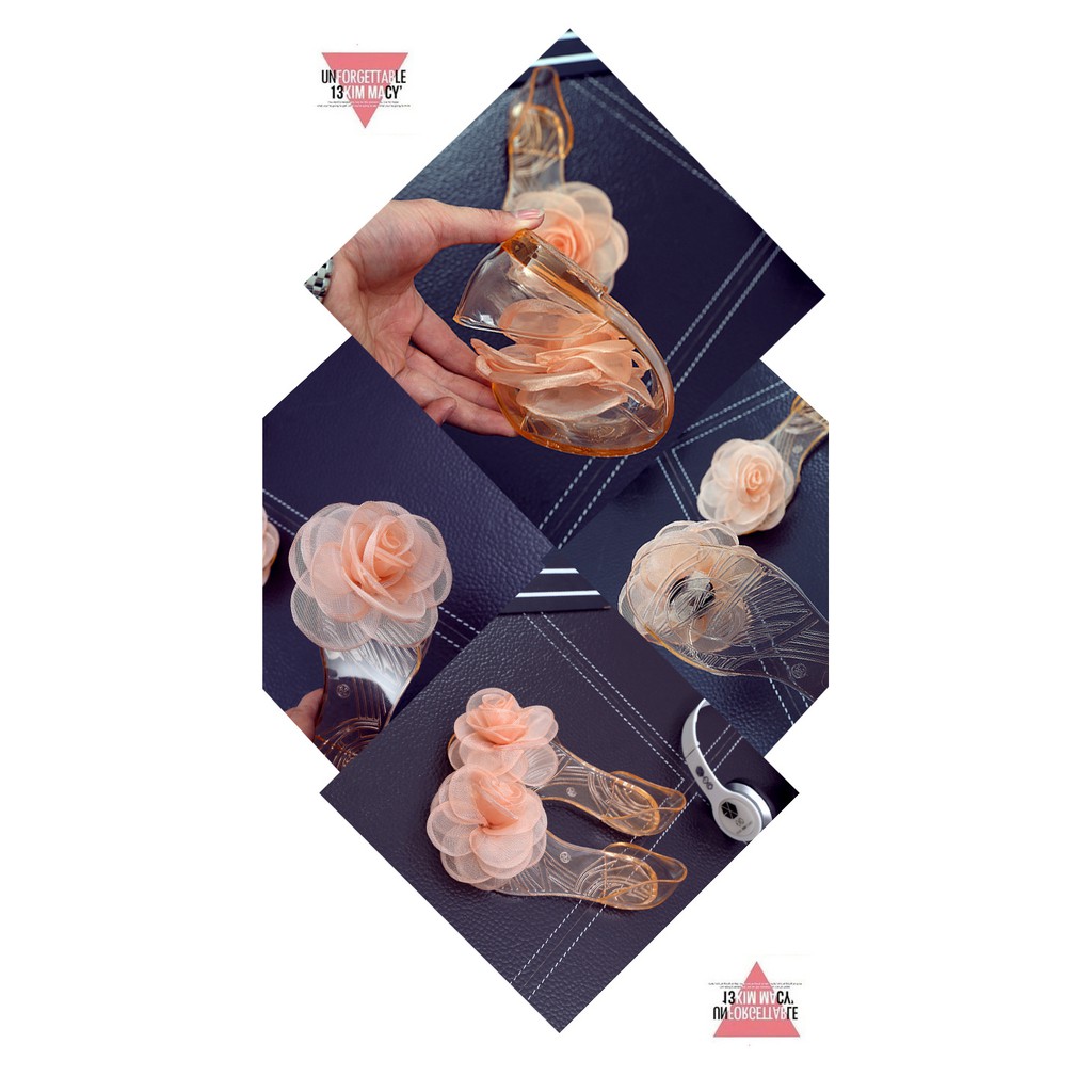Dép nhựa đi mưa size 35 đến 40 đính nơ trong suốt siêu cute cho bạn nữ Vuajay V255
