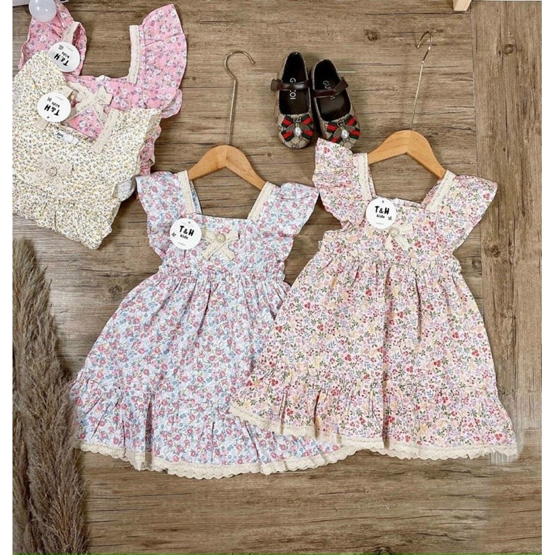 Váy hai dây ren bèo, maxi bé gái, size đại, điệu đà
