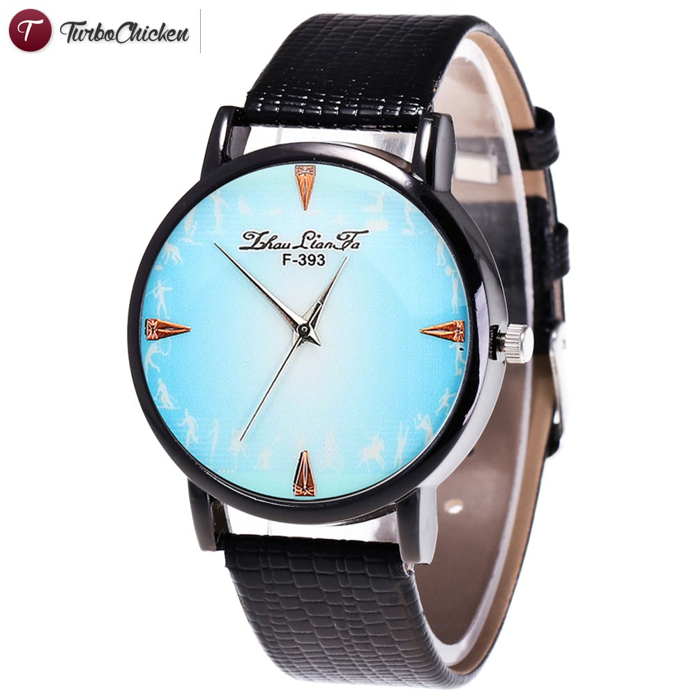 #Đồng hồ đeo tay# Fashion Watches Blue Background Round Dial Leather Strap Quartz Watch Korean Style Men Women Student Couple Watch 
