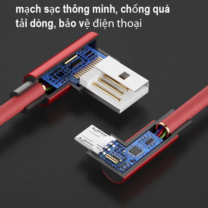 Cáp sạc nhanh 2.4A cho iPhone 5,6,7,8,X,ipad Dài 2 mét Dây Dù Đầu Bọc Nhôm Chống Gãy Đứt - V8 iPhone