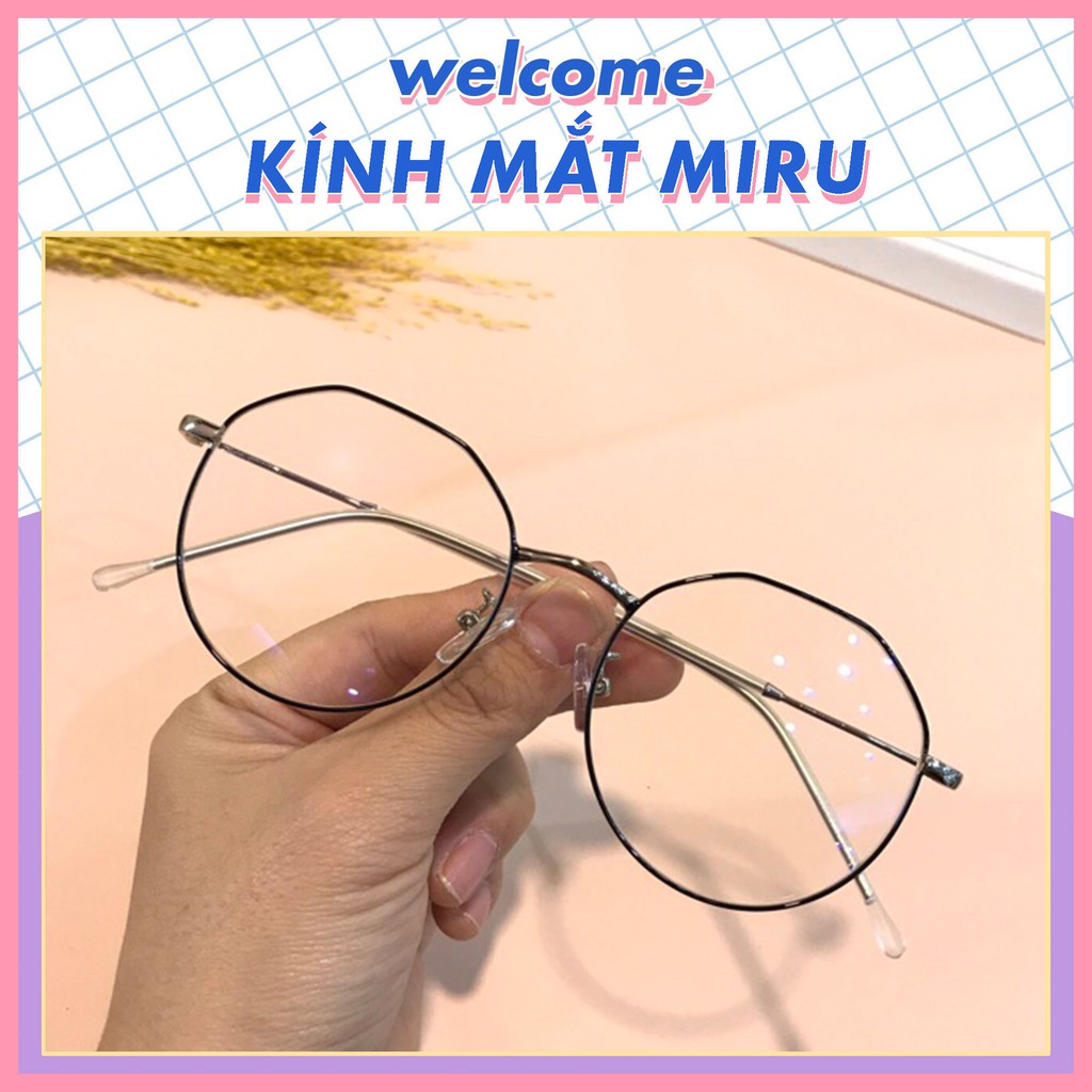 Gọng kính cận nam nữ MIRU đa giác kim loại thanh mảnh cực thời trang - 2891