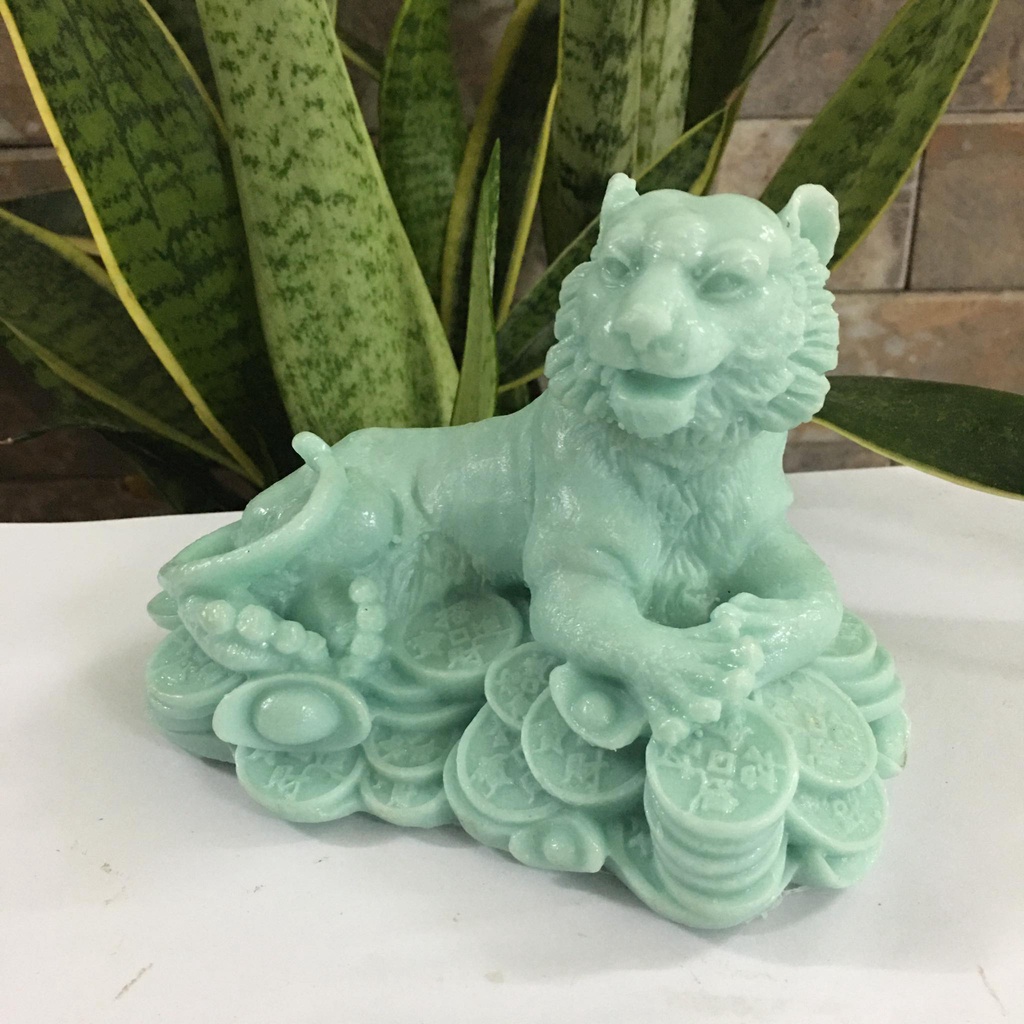 Hổ phong thủy màu xanh ngọc dài 14 cm
