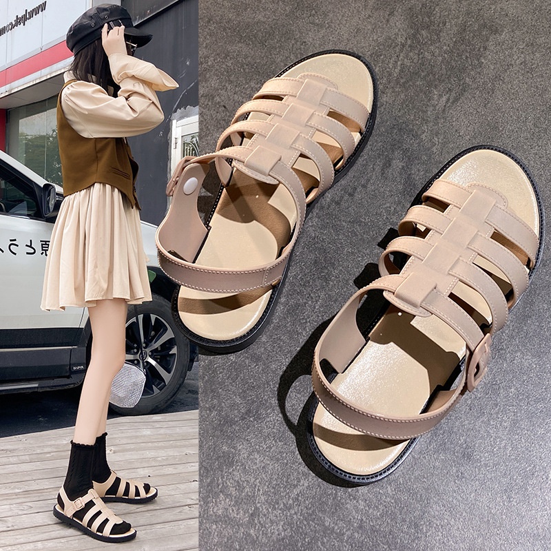 Giày sandal IELGY kiểu khóa cài phong cách Roman thời trang cho nữ