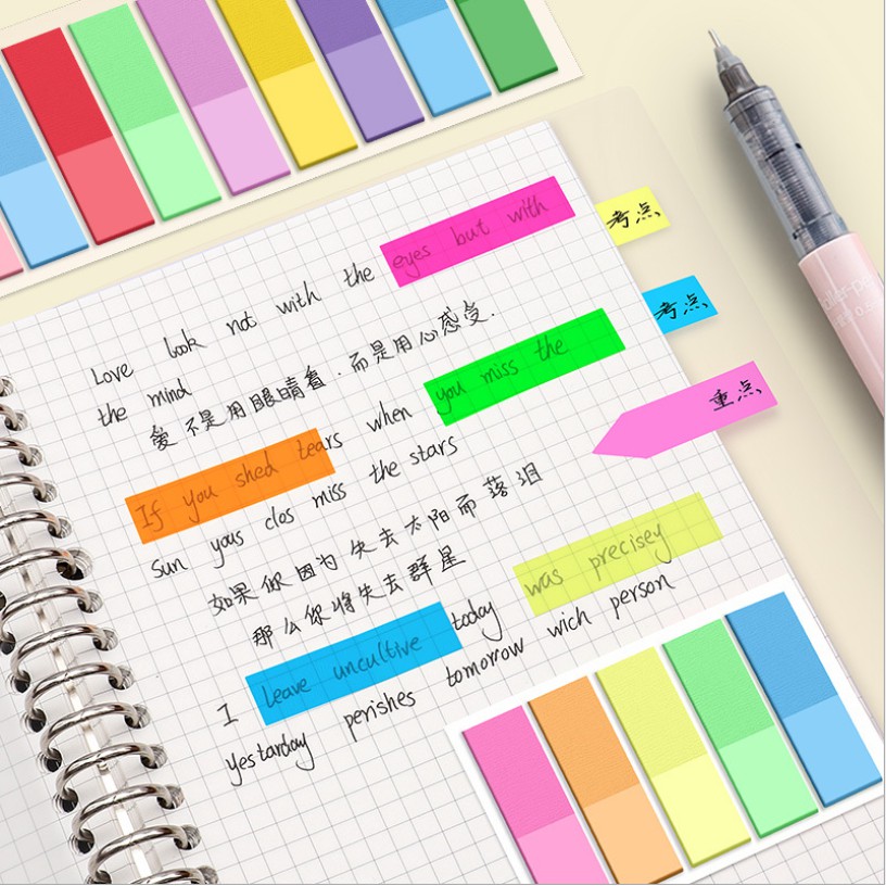 Giấy dán ghi chú đánh dấu tự dính màu huỳnh quang