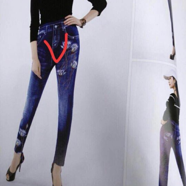 Sỉ lẻ quần legging giả jean in hoạ tiết cao cấp siêu co giản