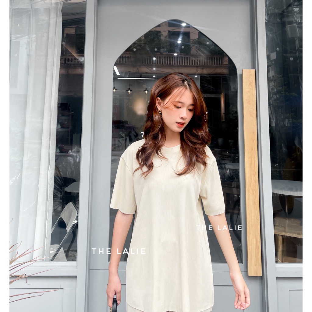 Set đồ bộ, set thun gân tăm form thụng tay cộc 2 màu trắng đen, áo kèm quần xuông có túi