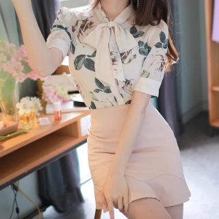 (HÀNG K CÓ SẴN) Áo sơ mi voan thắt nơ