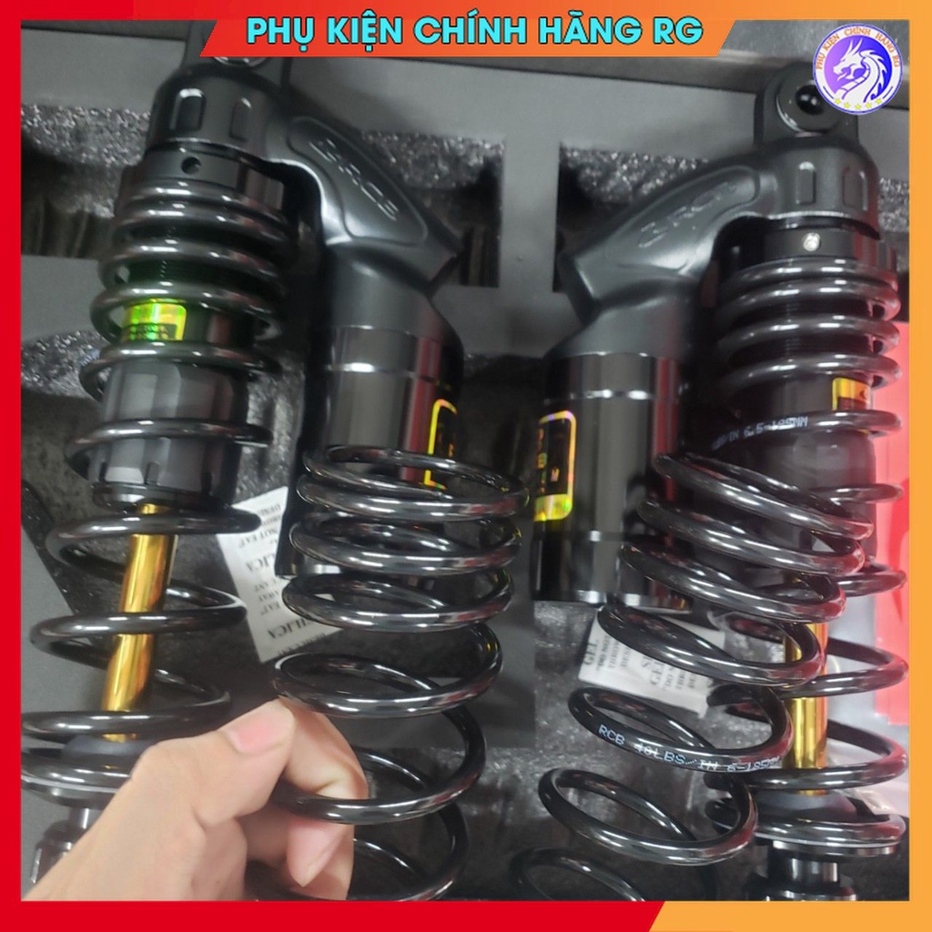 Cặp phuộc bình dầu RCB cao cấp có chỉnh VS gắn cho xe AIR BLADE / SH Ý / PCX đen ty vàng chính hãng
