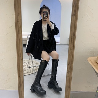 Boot da nữ cao cổ đế 6cm kèm đai