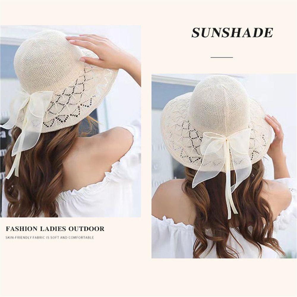 Mũ Rộng Vành Thoáng Khí Thắt Nơ Thời Trang Đi Biển Mùa Hè Cho Nữ