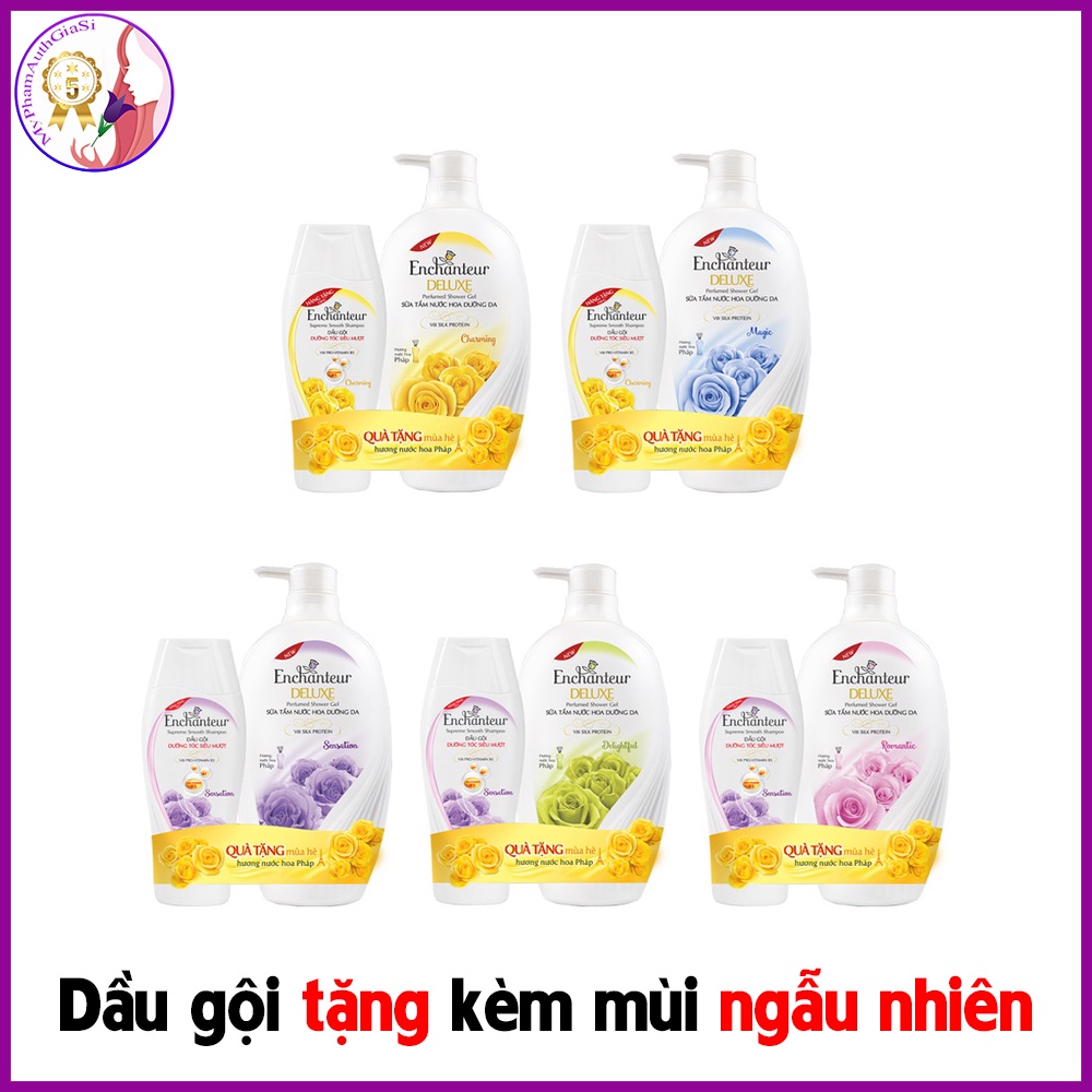 Sữa tắm hương nước hoa dưỡng da thơm mịn Enchanteur 650gr + quà tặng