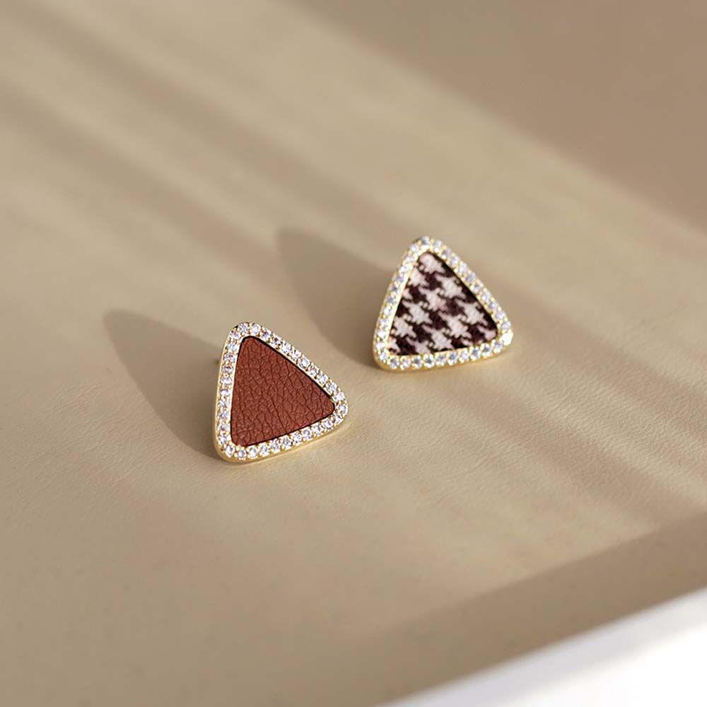 JARRED Khuyên Tai Hình Tam Giác Bằng Hợp Kim Bạc Phong Cách Hàn Quốc Ngọt Ngào