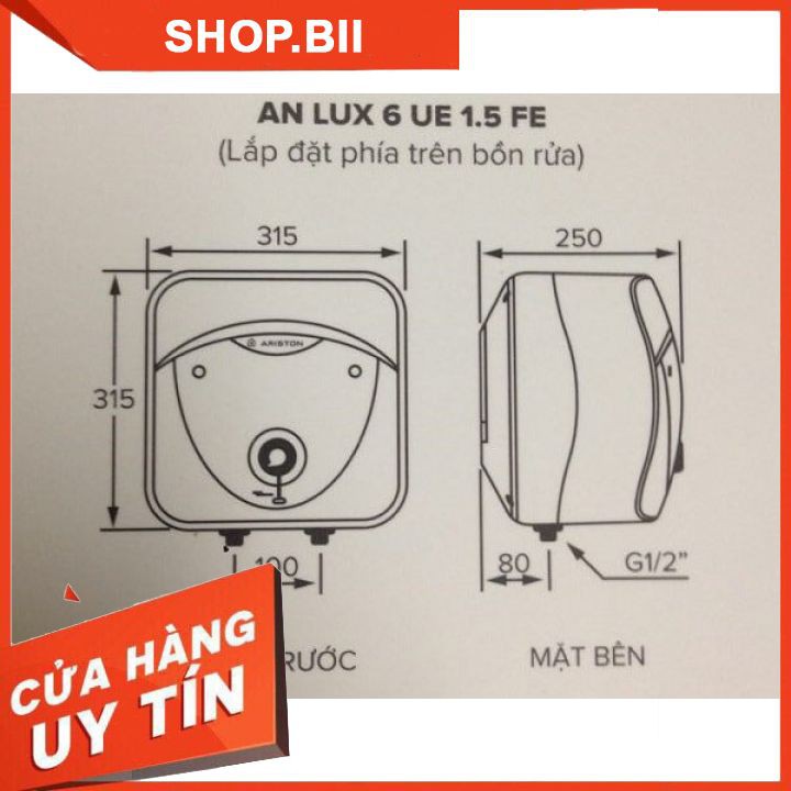 Bình nước nóng Ariston Andris LUX 6L Thanh Đốt Siêu Bền Chuyên Dùng Lắp Đặt Trong Tủ Bếp.