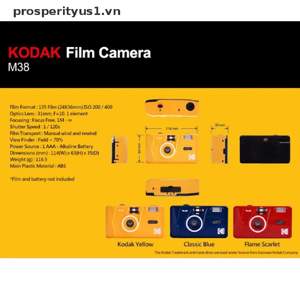 [prosperityus1] Máy Ảnh Phim Cổ Điển Kodak M35 35mm Tái Sử Dụng Được Nhiều Lần