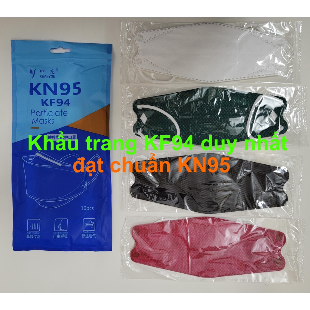 Khẩu trang KN95 KF94 3D 4D 5D y tế hình cá lá kiểu Hàn Quốc She&amp;You SheNYou kháng khuẩn 4 lớp thời trang chính hãng