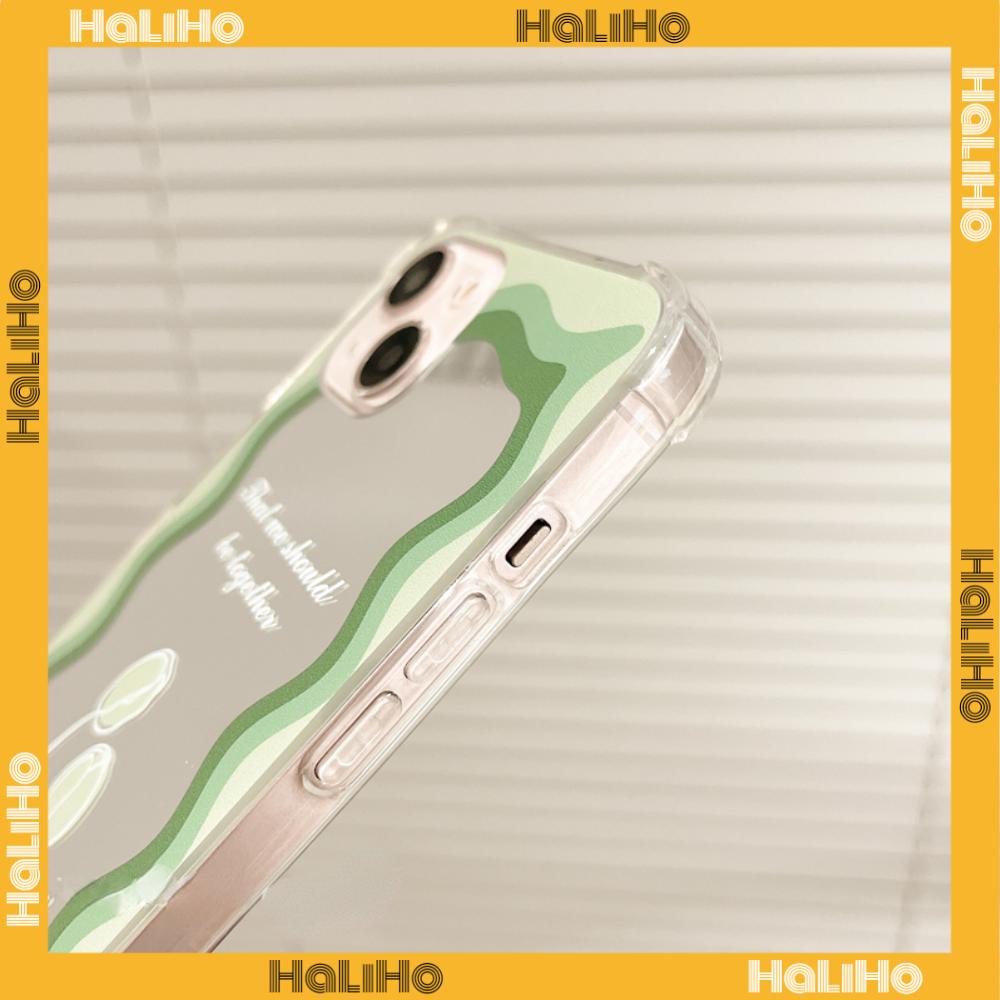 iPhone Case Acrylic Reflective Mirror Airbag Shockproof Protection Camera Green Tulip Flower Compatible with iPhone 11 iPhone 13 Pro Max iPhone 12 Pro Max iPhone 7 Plus iPhone xr