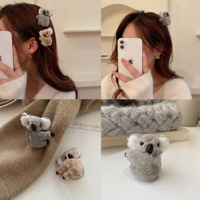 Kẹp tóc hình gấu koala hoạt hình dễ thương thiết kế thời trang thu đông