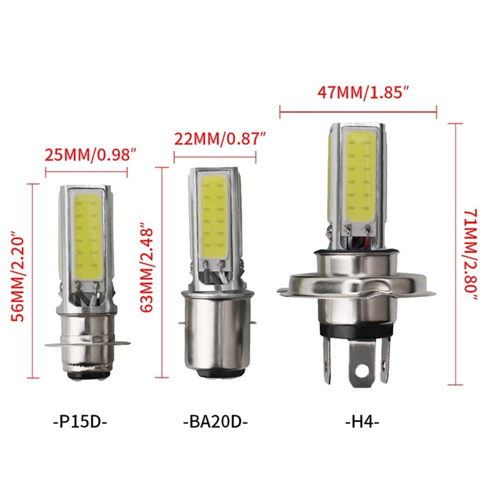 Đèn Pha Led H4 P15D Ba20D Cob Ánh Sáng Trắng Cho Xe Máy Chạy An Toàn Vào Buổi Tối