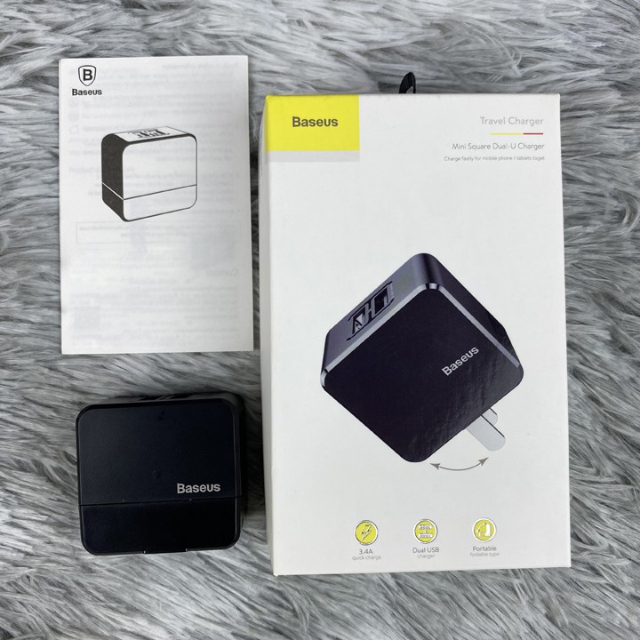 Củ sạc nhanh 2 cổng USB hãng Baseus 5V/3.4A/17W MAX - Mã TZCH802
