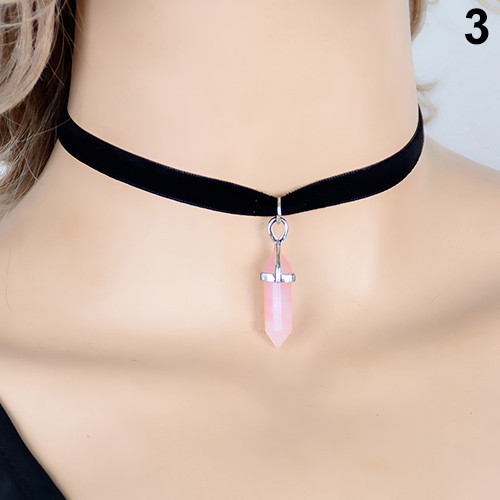 Vòng đeo sát cổ mặt đá nhân tạo thời trang cá tính cho nữ