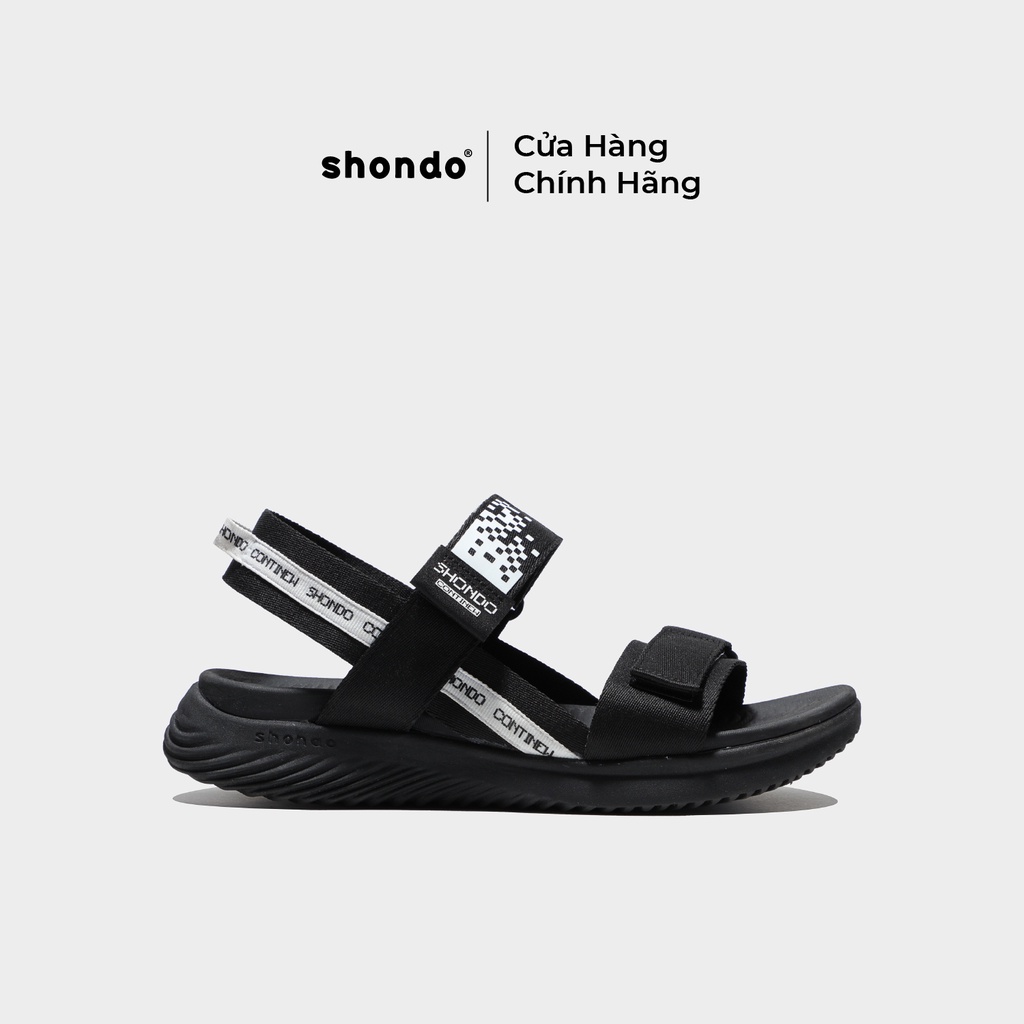 Giày Sandals Nam Nữ Shondo F7 Continew Full Đen F7N1016