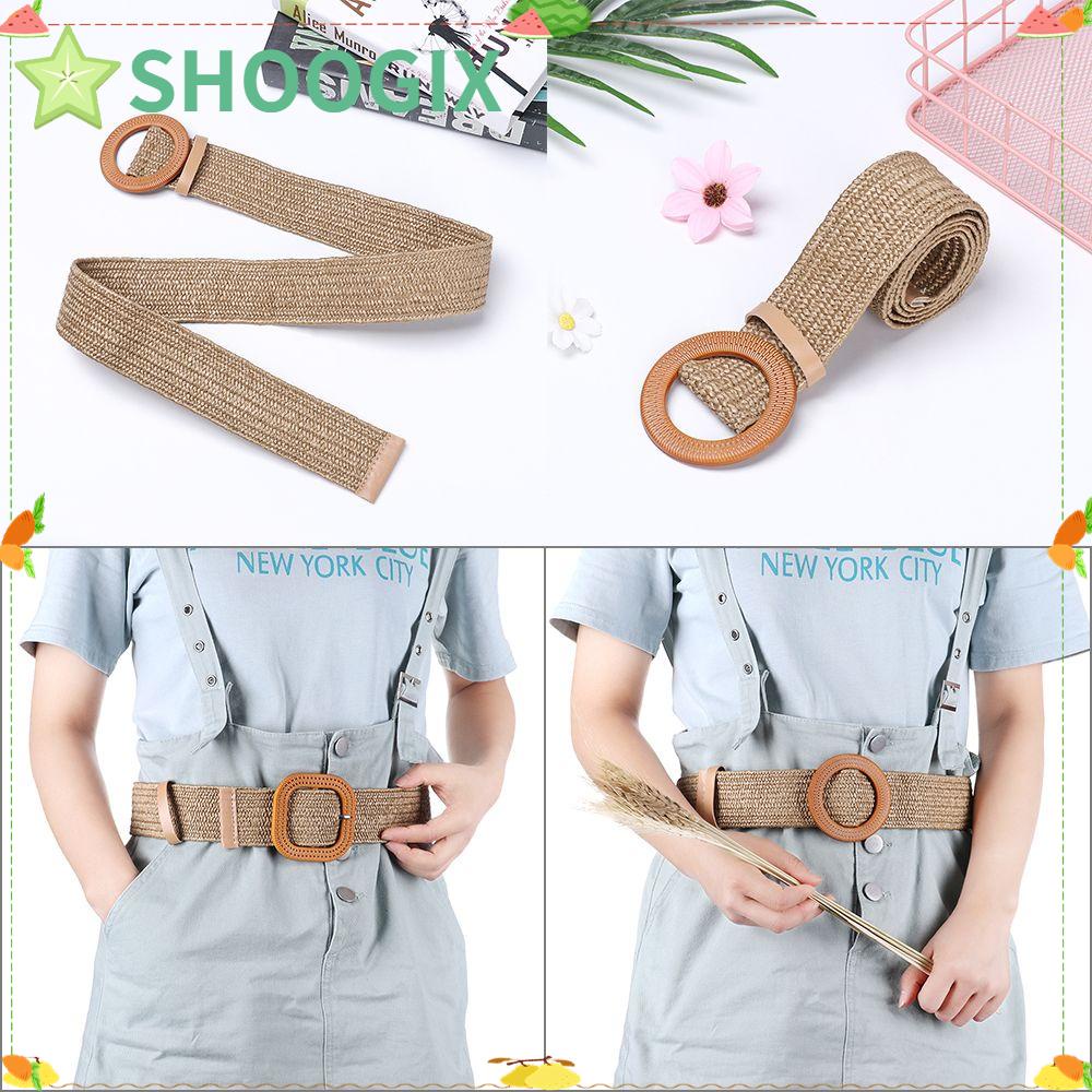 Dây Nịt Đan Cói PP Bản Rộng Có Khóa Cài Đơn Giản Cho Nữ