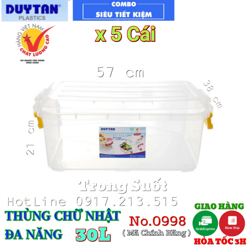 COMBO 5 Thùng nhựa duy tân 30L trong suốt