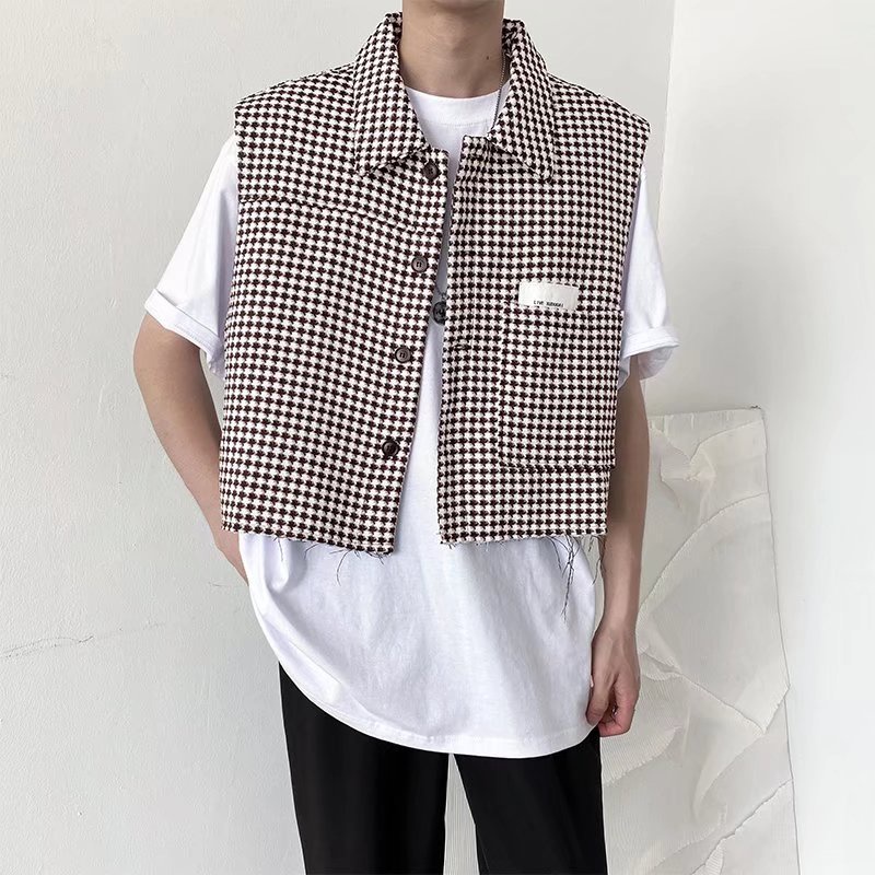 Áo Khoác Sát Nách Kẻ Sọc Caro Cổ Điển Phong Cách Hàn Quốc Thời Trang Cho Nam áo vest nam hàn quốc