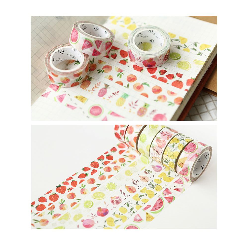 Washi tape cute Hoa quả miếng dán dễ thương trang trí sổ tay bullet journal nhật ký Lalunavn - A05
