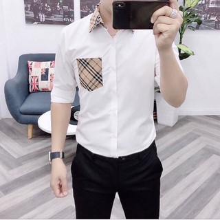 Áo Sơ Mi Nam Trắng Dài Tay Phối Màu, Sơ Nam Mi Họa Tiết Gấp Hộp Vải Lụa Cao Cấp VNXK 