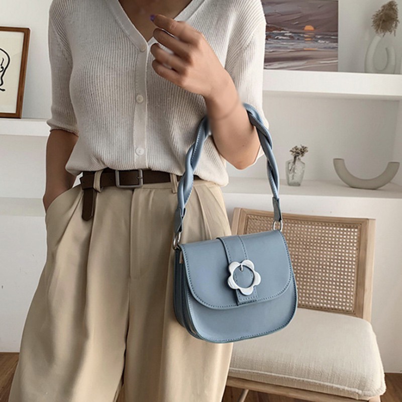 Túi Đeo Chéo Màu Trơn Thời Trang Đơn Giản Cho Nữ