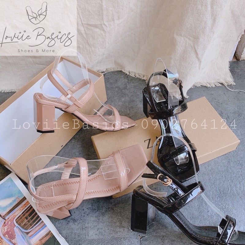 SANDAL CAO GÓT LOVIIE BASICS - GIÀY SANDAL NỮ DÂY MẢNH - GIÀY CAO GÓT ĐẾ VUÔNG - SANDAL QUAI NGANG GÓT VUÔNG 5CM G200322