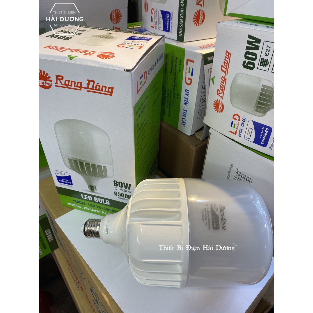Combo Bộ 3 Bóng đèn LED BULB Trụ 60W - 80W Rạng Đông - Sử dụng Chip LED Samsung Nhôm đúc cao cấp - Bảo hành  2 năm