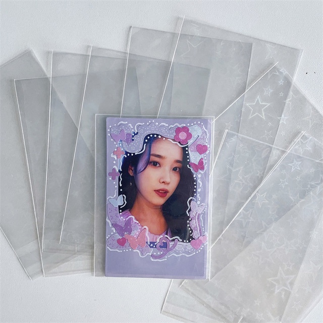 Set 10 Túi OPP Nhựa Trong Suốt Màu Laser Cầu Vồng Tự Dính KPOP