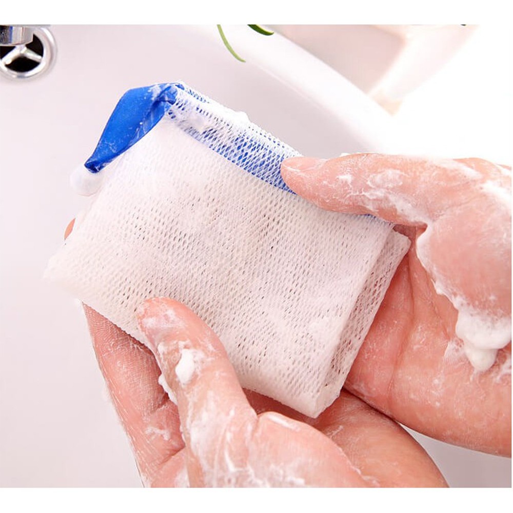Túi lưới đựng xà bông Sinh Dược tạo bọt có dây rút tiện lợi - HUNOXA