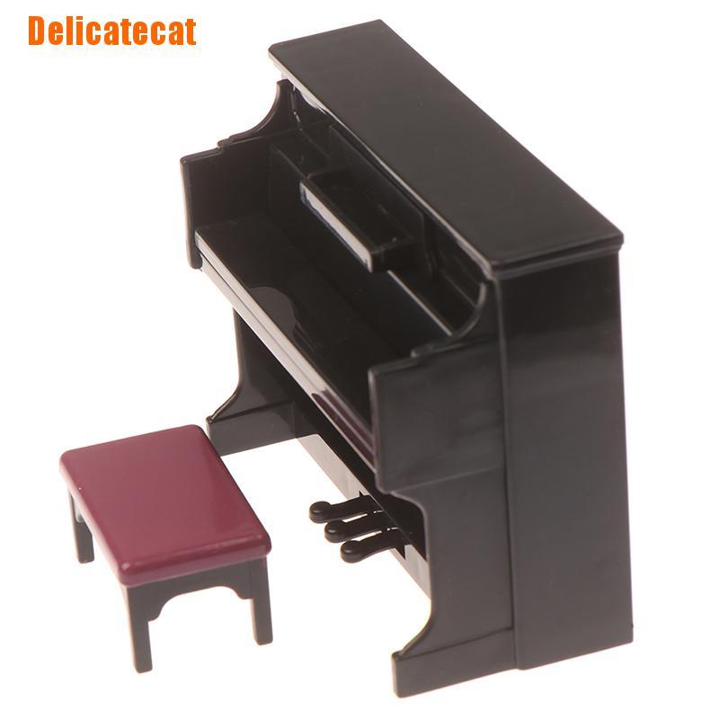 Mô hình đàn piano và mô hình ghế mini tỉ lệ 1:12 trang trí nhà búp bê