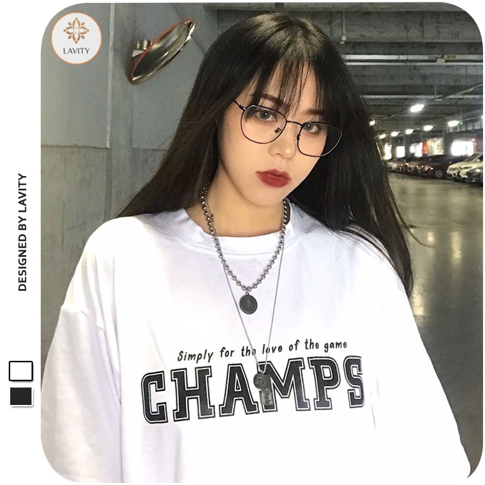 [Mã LAVIX3 giảm 25% đơn tối thiểu 50k] Áo thun nam nữ form rộng tay lỡ chữ Champs Lavity, áo thun nam nữ unisex ATR63 | BigBuy360 - bigbuy360.vn