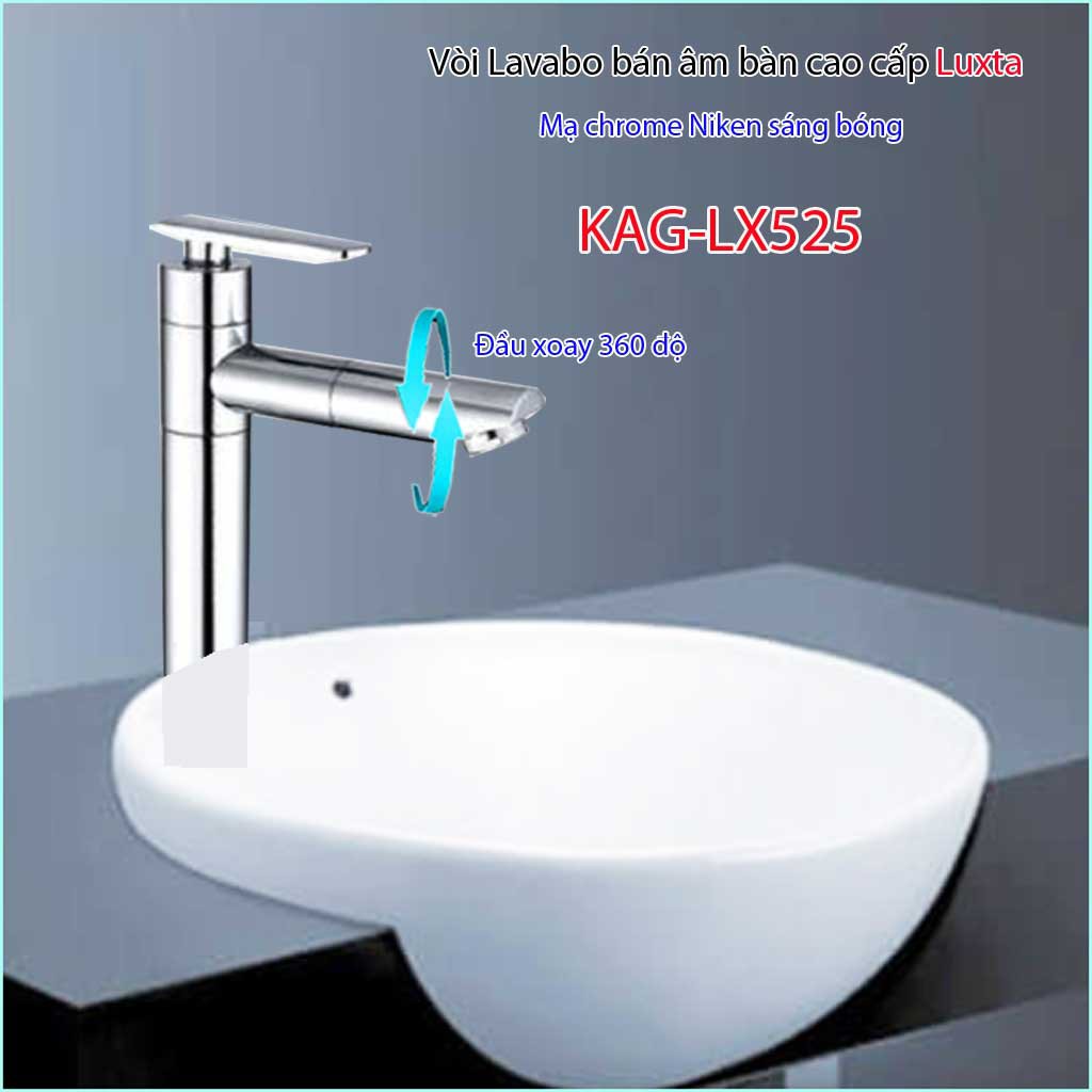 Vòi lavabo lạnh Luxta ống trúc KAG-LX525 -20cm, vòi chậu rửa mặt  cao cấp cần xoay 360 độ nước mạnh thiết kế sang trọng